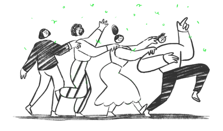 Illustration of Jovial Conga Line Dance